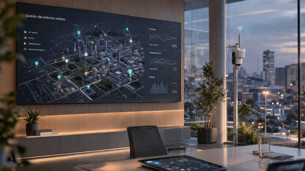 gestión del entorno urbano mediante gemelos digitales con datos en tiempo real y sensores IoT