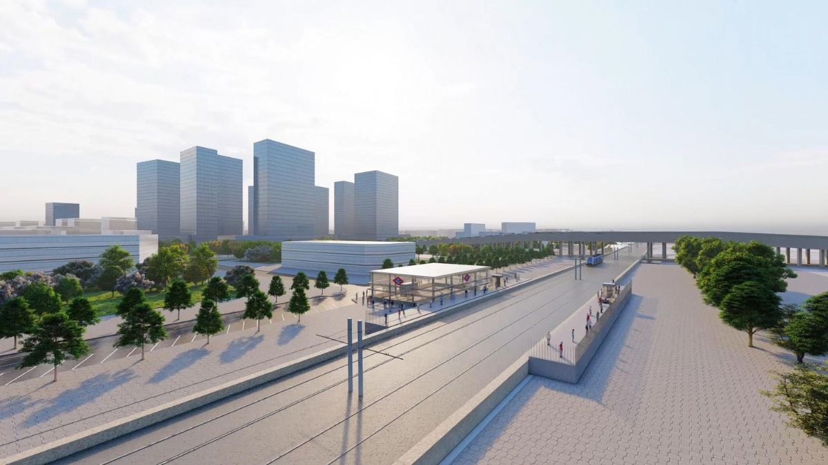 Render de la futura estación de Metro de Los Ahijones y Los Berrocales en la Línea 9 de Madrid